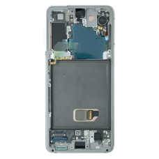 Дисплей Samsung G991 Galaxy S21 з сенсором в рамці з акумулятором (Білий) знятий з телефону / Original 100%